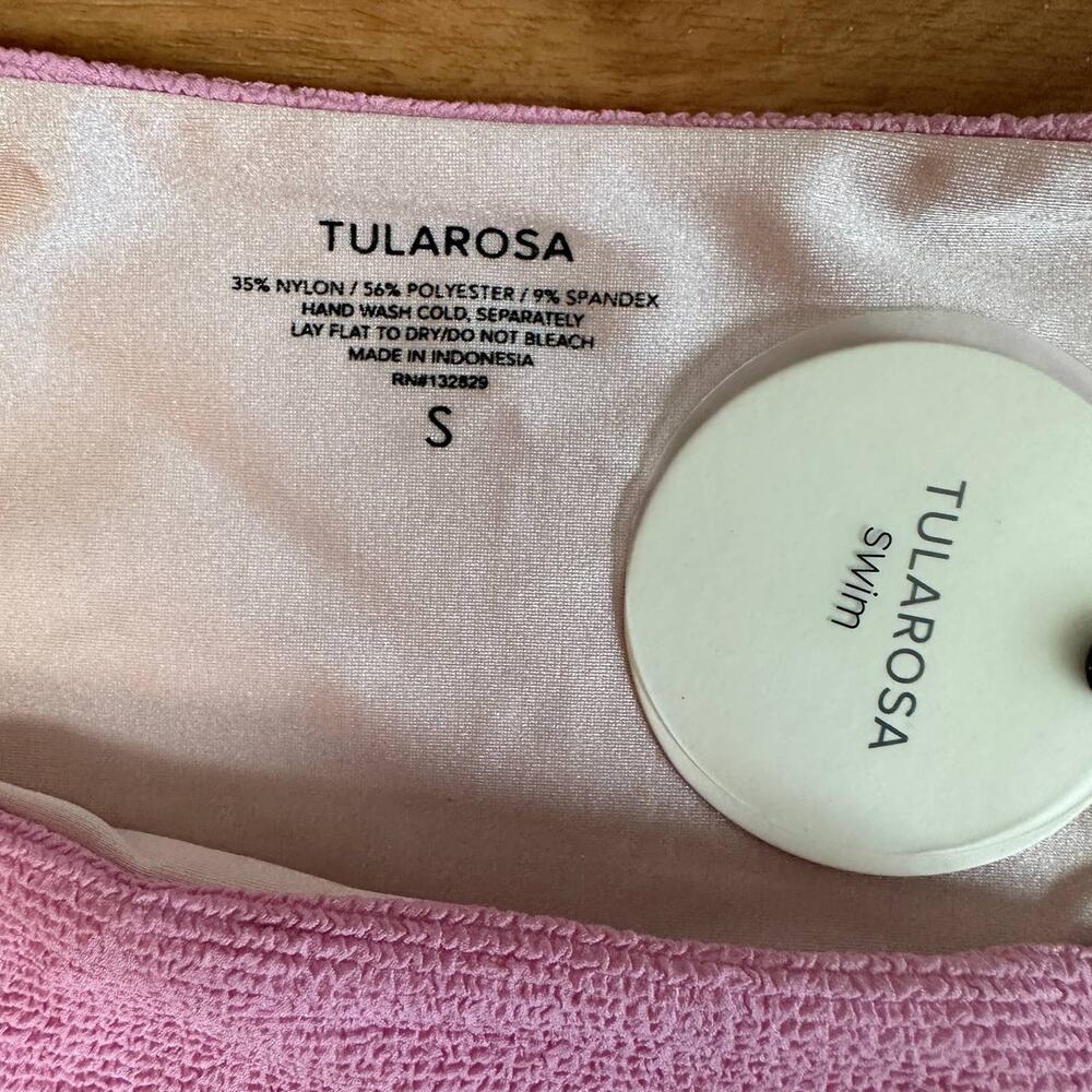 Tularosa Pastel Pink Bikini Bottom SMALL Smocked Cheeky Textured Revolve $78 NEW - Picture 7 of 7